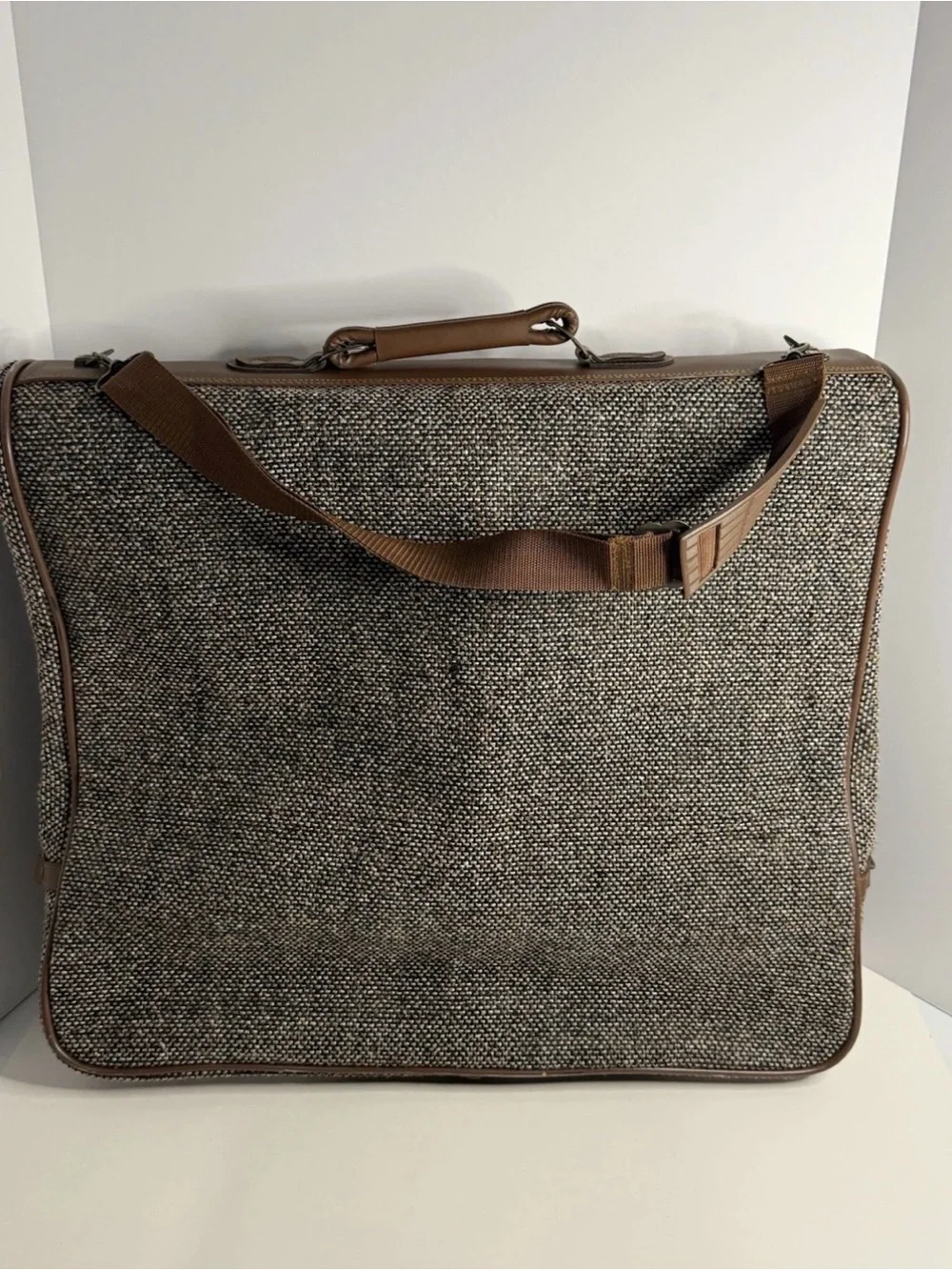 Vintage American Flyer Garment Bag Tweed Suit Carrier Travel Luggage Folding